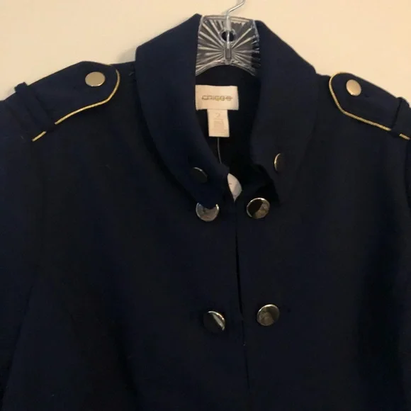 NEW Chico’s Military Jacket Blazer Navy Large - Picture 3 of 7